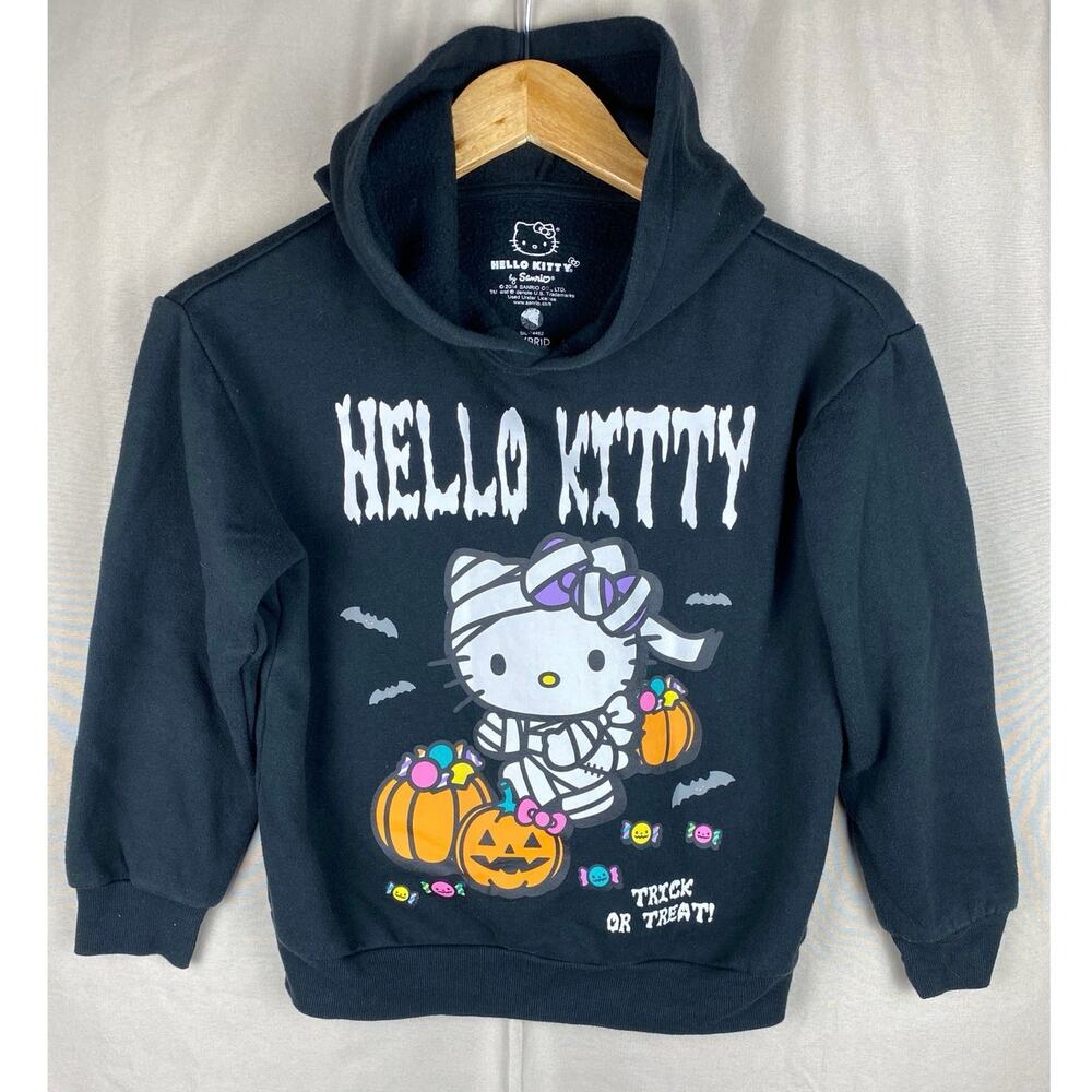 Sanrio Hello Kitty Halloween Black Hoodie Girls sz 9/10 Forever 21 Mummy